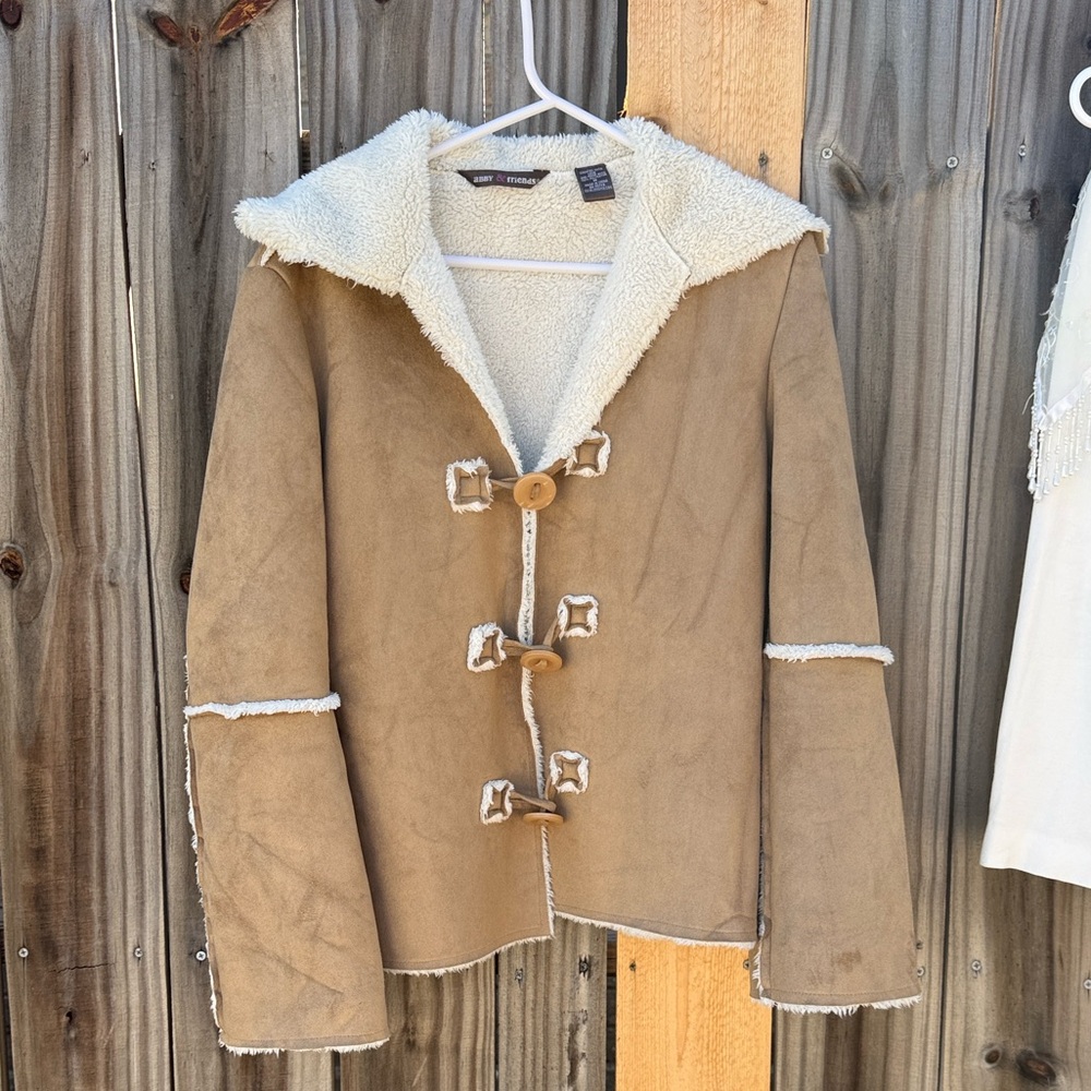 Abby & Friends Stylish Tan Toggle Women's Teddy Jacket